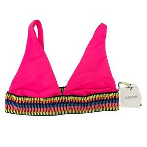 NEW Peixoto Charlie Embroidered Bikini Swim Top in Pink Ruby Bright Size Medium